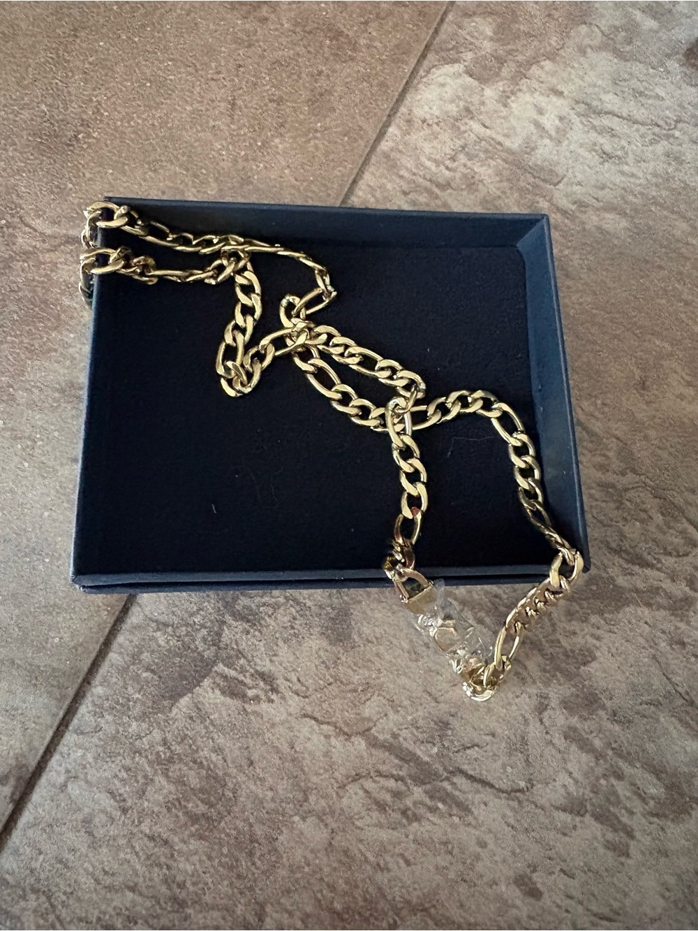 Figaro Link Chain Italian made stamped 14K gold plated